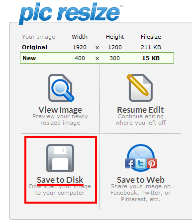 how to resize photos with a website creator